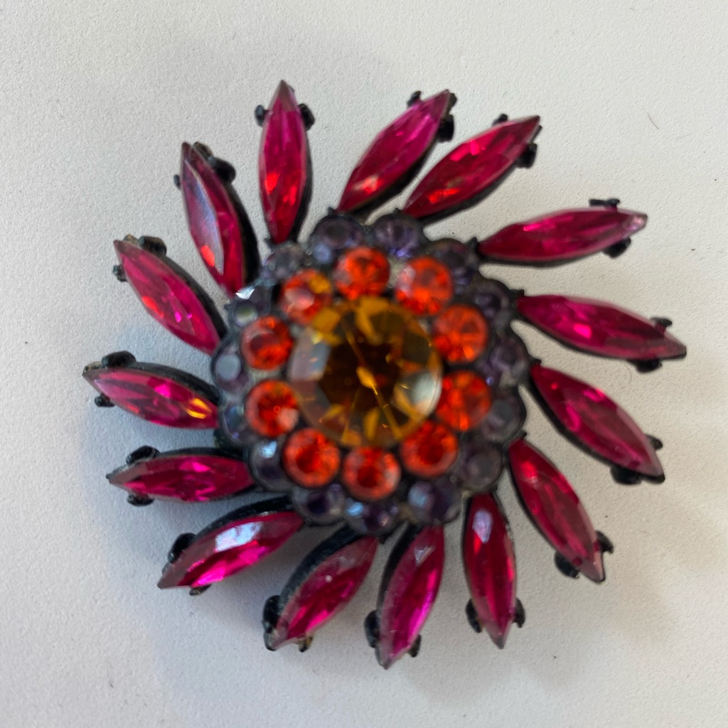 Thelma Deutsch Earrings: Gorgeous Fuschia Marquis/Multi Stone Starburst Earring